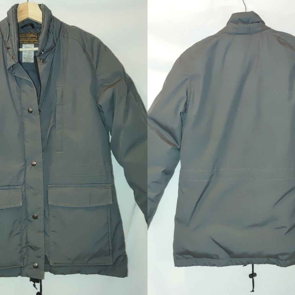 Eddie Bauer Down Insulated Parka Jacket Winter Coat Chore Style Gray Xs Unisex